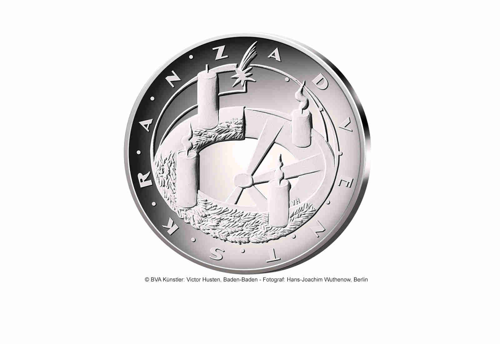 25 Euro Silbermünze 2024 Deutschland Weihnachten Adventskranz PP