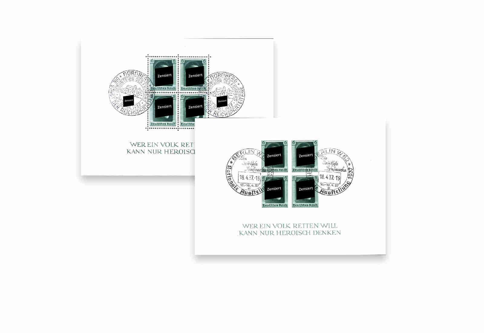 Briefmarken Blockausgaben-Set  Drittes Reich 1937 Block 7 und 8 gestempelt