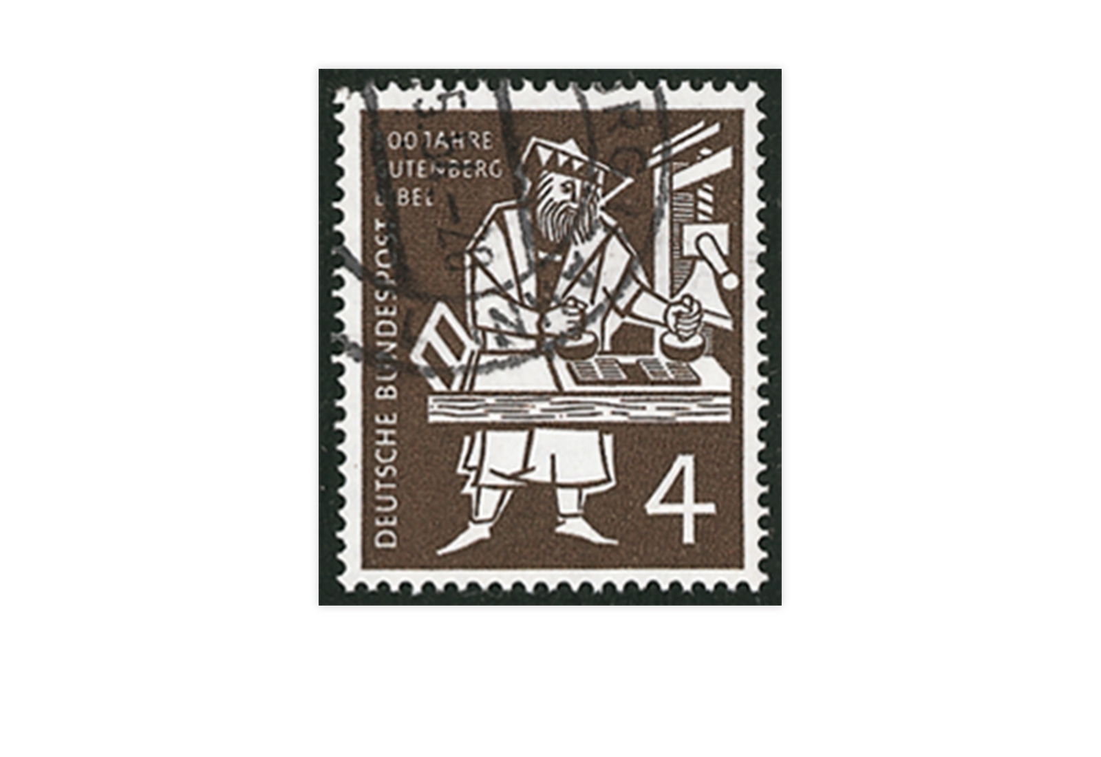 Briefmarke BRD 500 Jahre Gutenberg Bibel 1954 Michel-Nr. 198 gestempelt