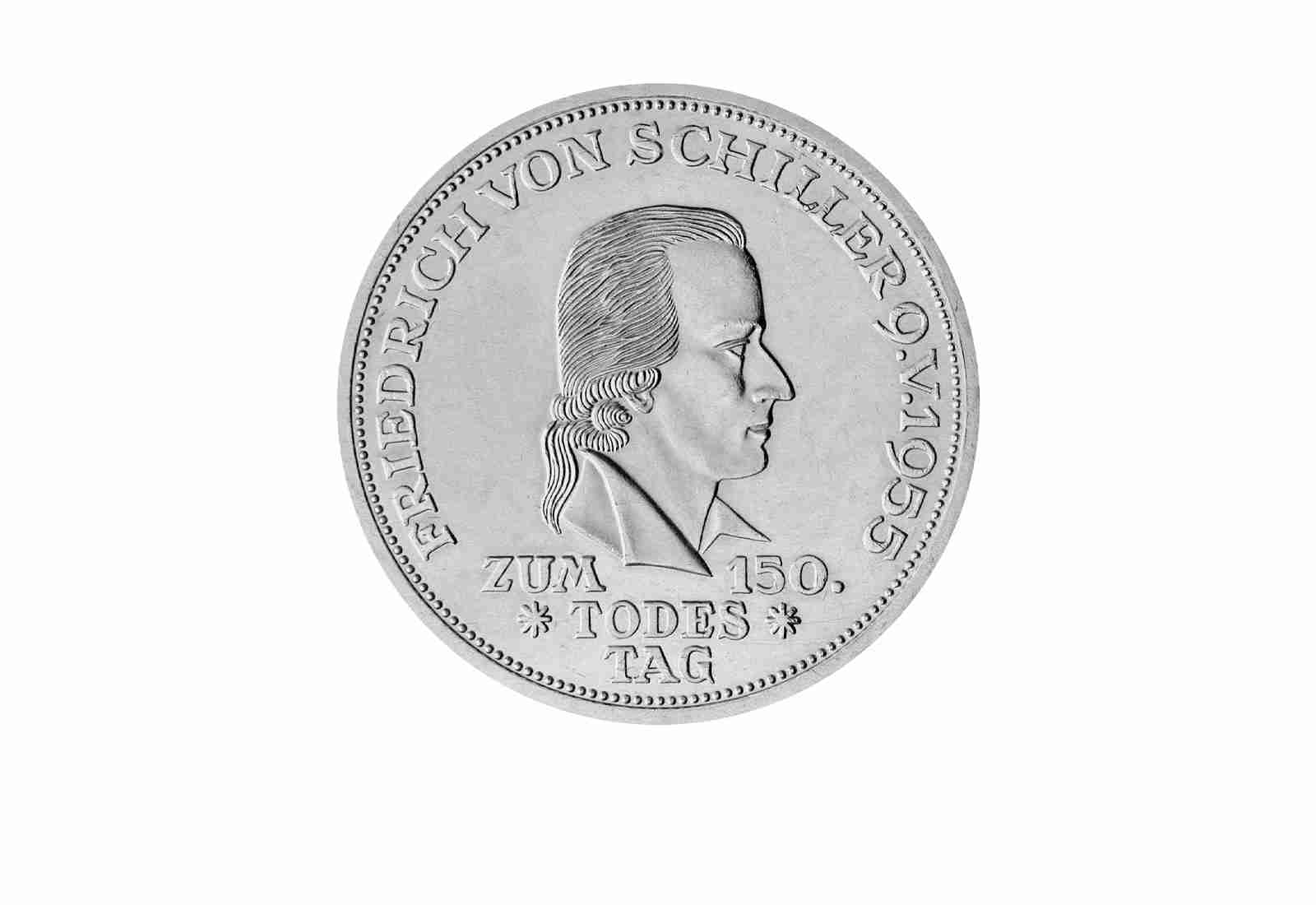 5 DM Silber 1955 BRD 150 Todestag Schiller Jaeger Nummer 389 ss-vz