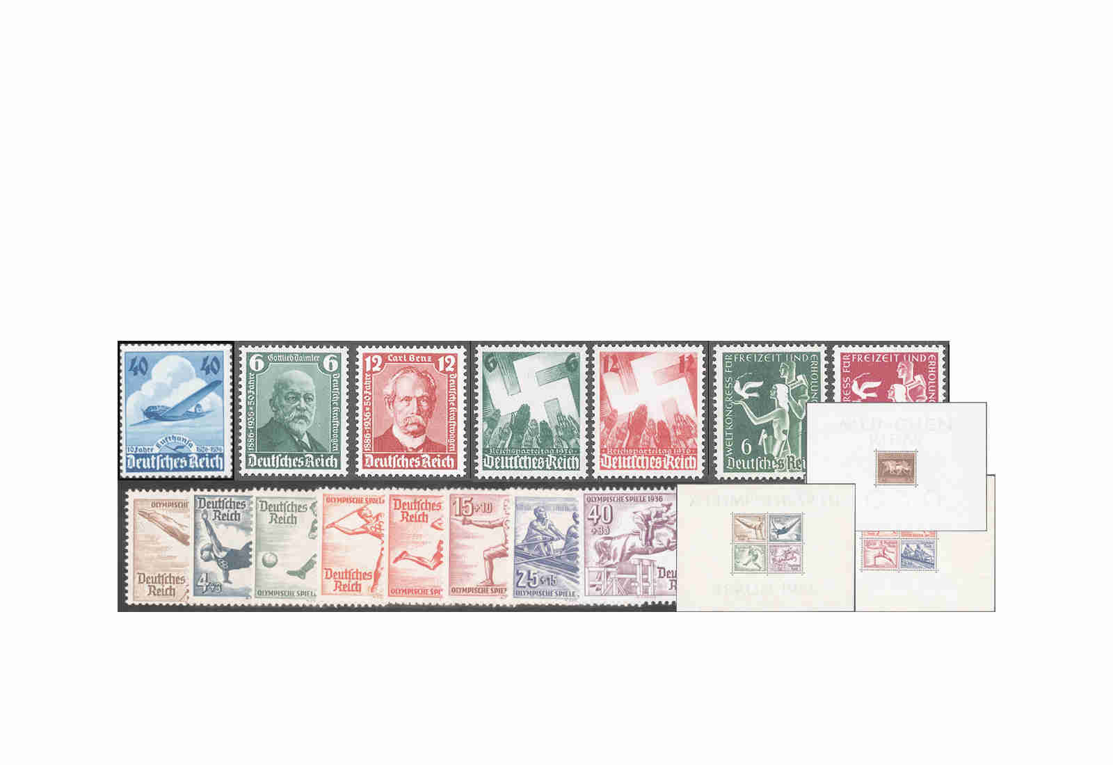 Deutsches Reich Michel-Nr. 603/642 Jahrgang 1936 postfrisch inkl. Block 4, 5 und 6
