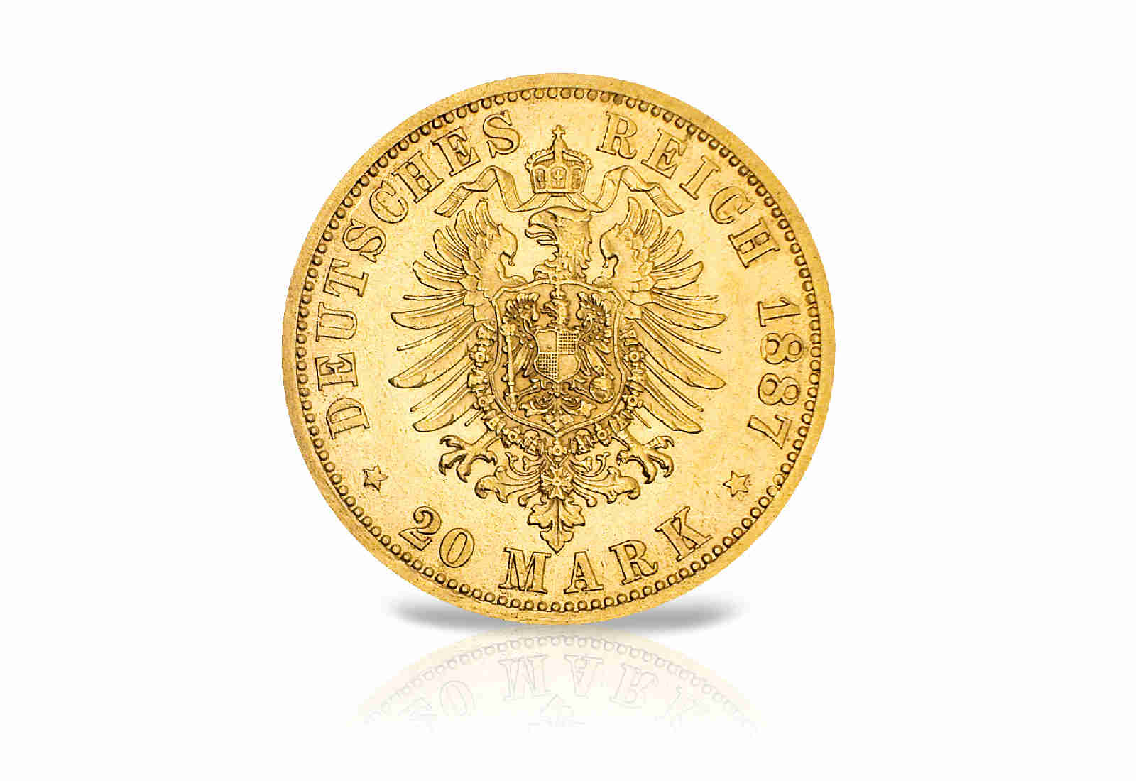 20 Mark Goldmünze 1875-1889 Kaiserreich Hamburger Wappen kleiner Adler Jaeger-Nr. 210