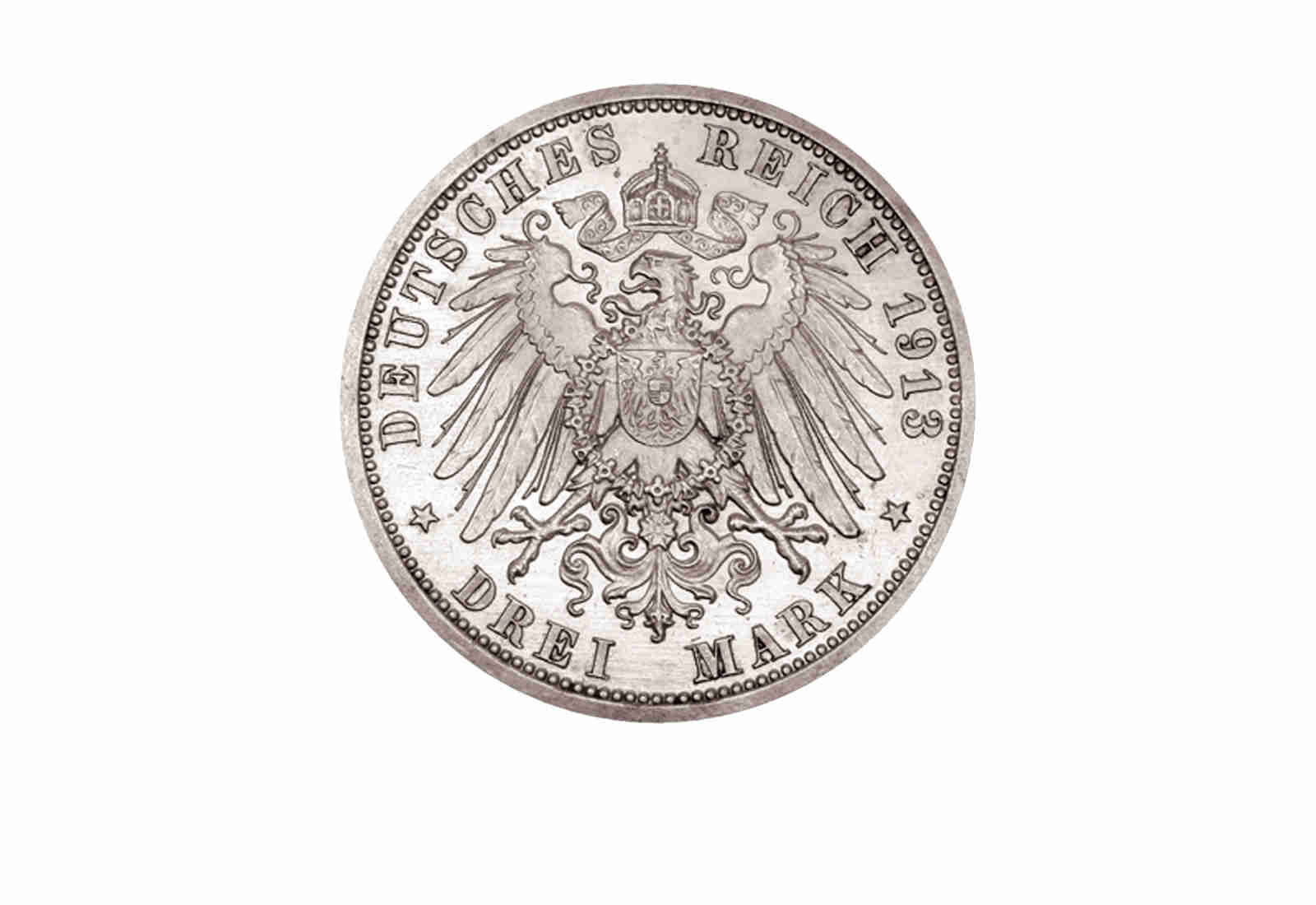 3 Mark 1913 Kaiserreich Me.-Strelitz Adolf Friedrich V Jaeger-Nr. 92