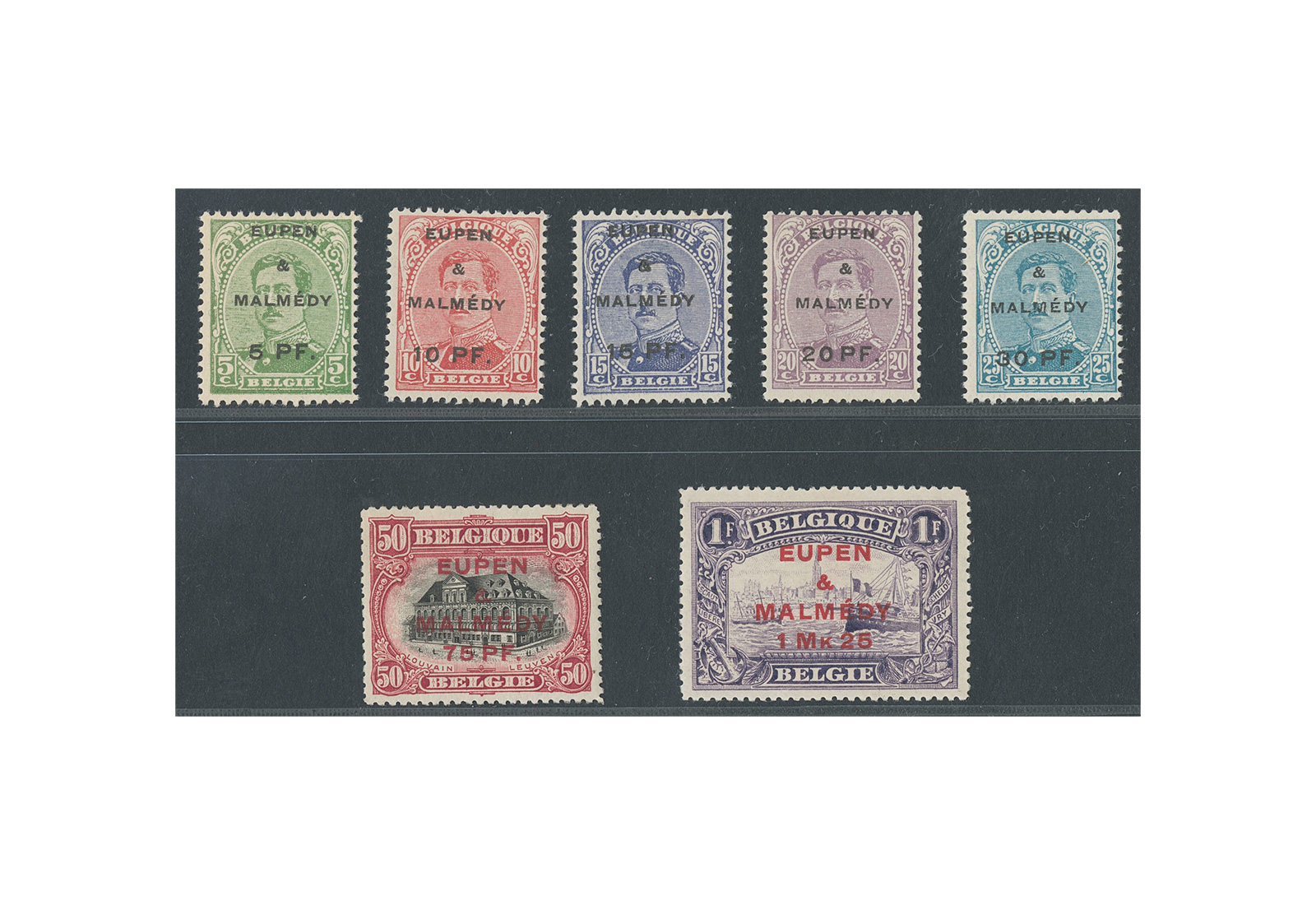 Briefmarke Eupen & Malmedy Dt. Abstimmungsgebiete Mi: 1-7 gest.