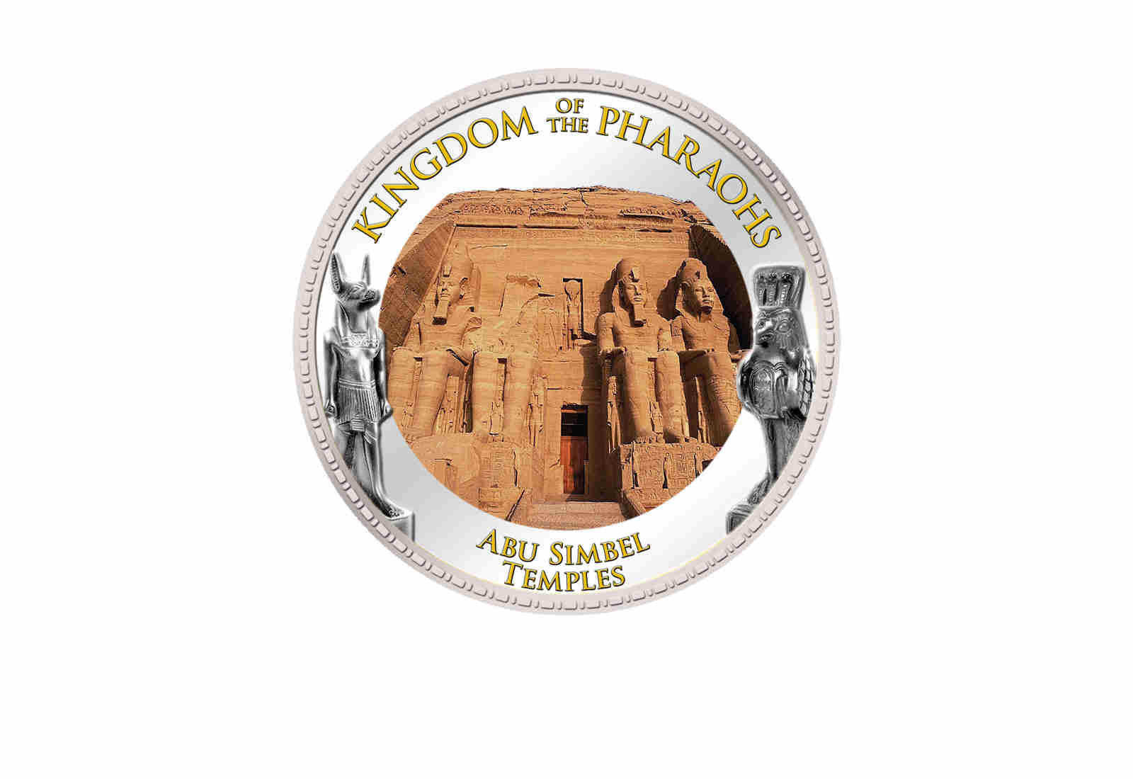 1 Pfund Ägypten Tempel von Abu Simbel, Goldauflage mit Farbmotiv