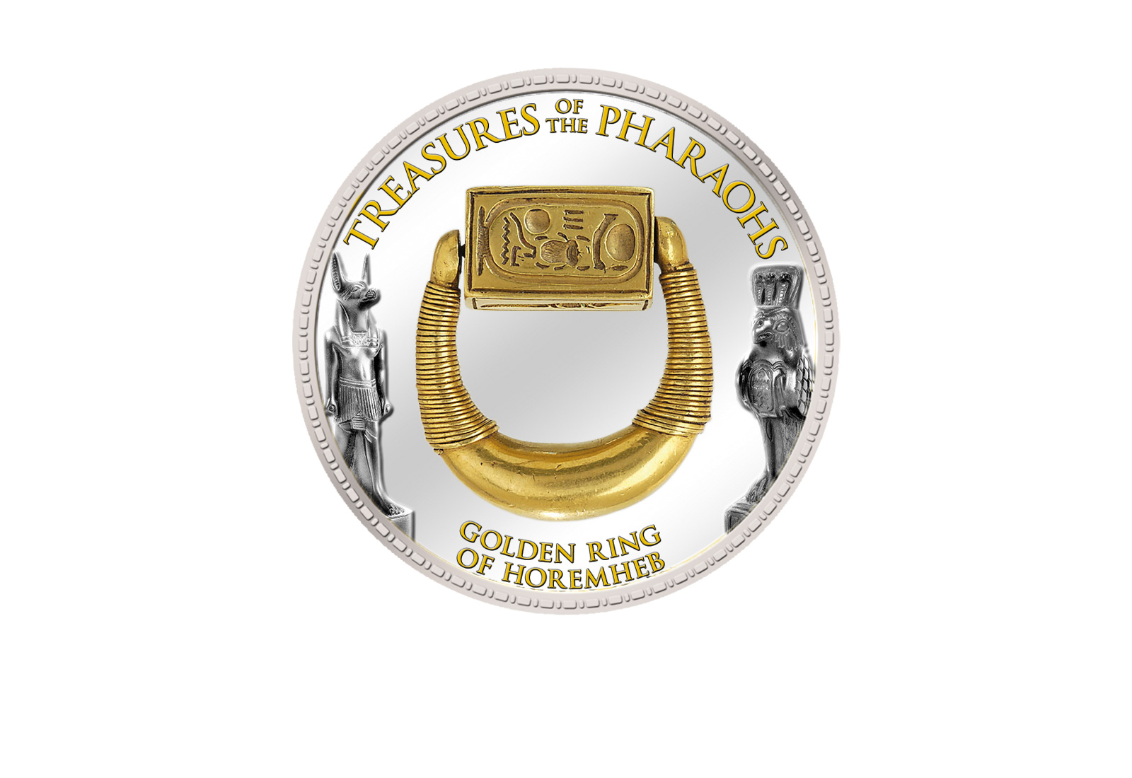 1 Pfund Ägypten Goldener Ring Horemheb, 999,9 Goldauflage mit Farbmotiv