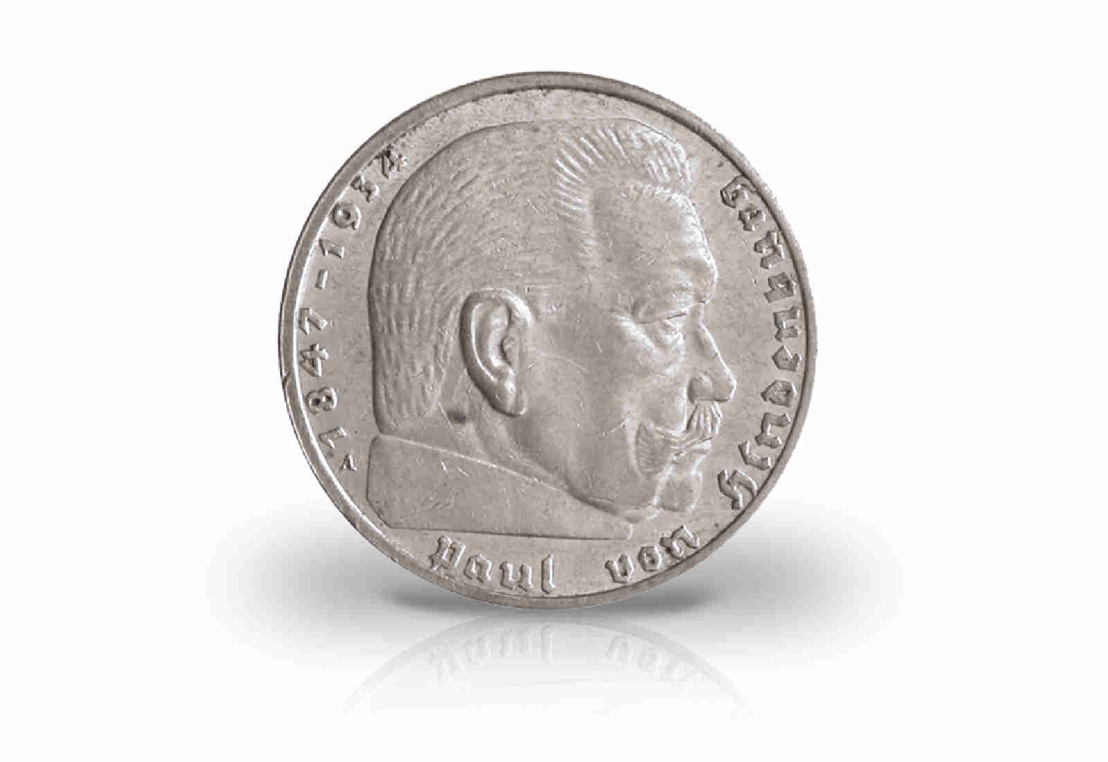 2 Reichsmark 1938 Drittes Reich Hindenburg Prägestätte unserer Wahl Jaeger-Nr. 366