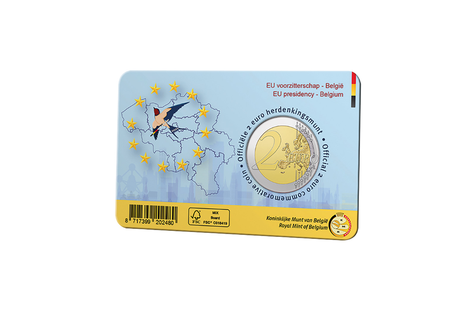 2 Euro Belgien 2024 EU-Ratspräsidentschaft in Coincard st