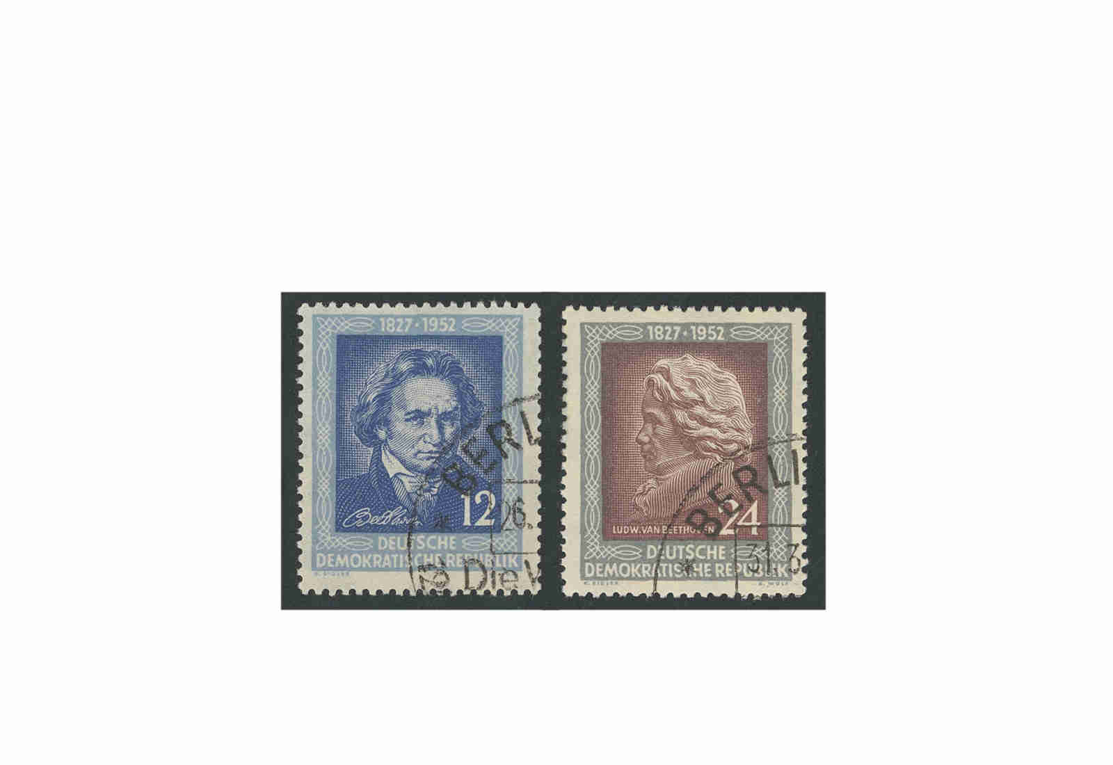Briefmarken DDR 125. Todestag von Ludwig van Beethoven 1952 Michel-Nr. 300-301 gestempelt