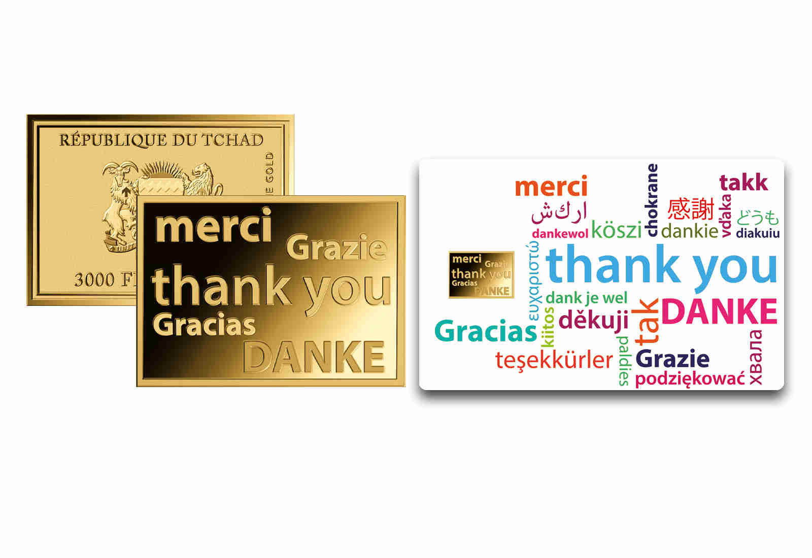 Goldmünze Motiv "Dankeschön" Coincard 999/1000 Gold Geschenk