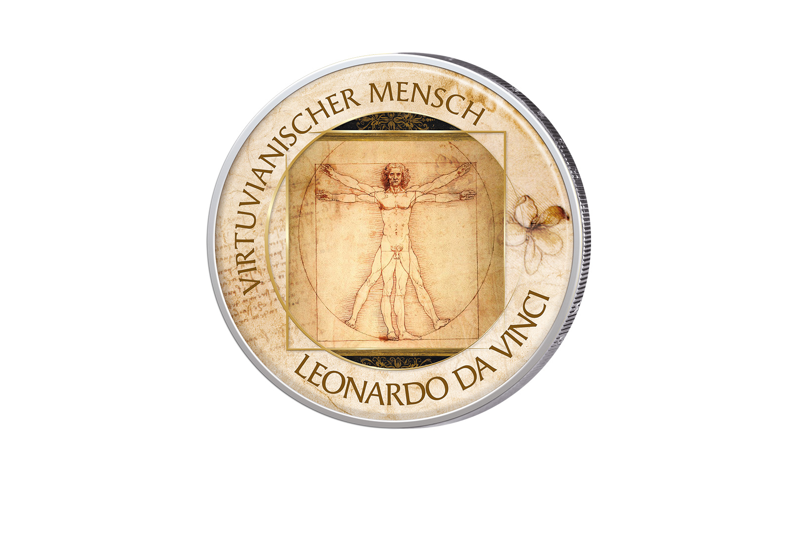 2 Euro Vitruvianischer Mensch Serie-Kunst I mit Farbapplikation
