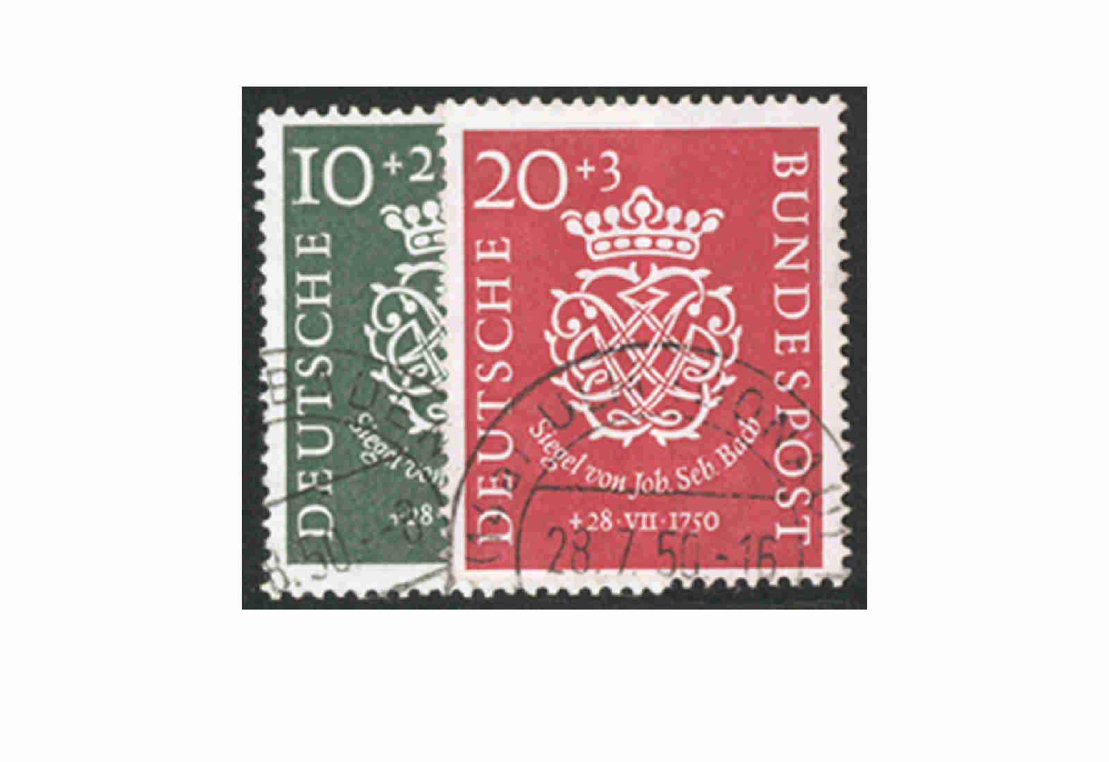 Briefmarken BRD Bachsiegel 1950 Michel-Nr. 121-122 gestempelt