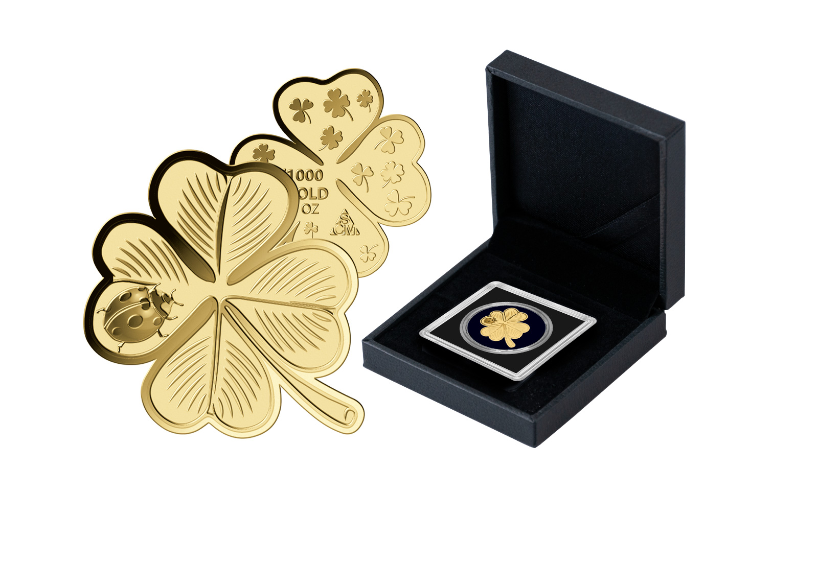 Goldausgabe Motiv "Kleeblatt" 999/1000 Gold Geschenk