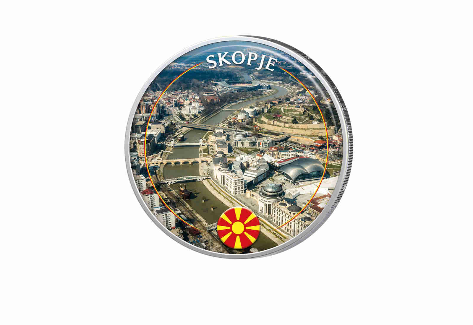 2 Euro mit Farbapplikation Skopje - Mazedonien