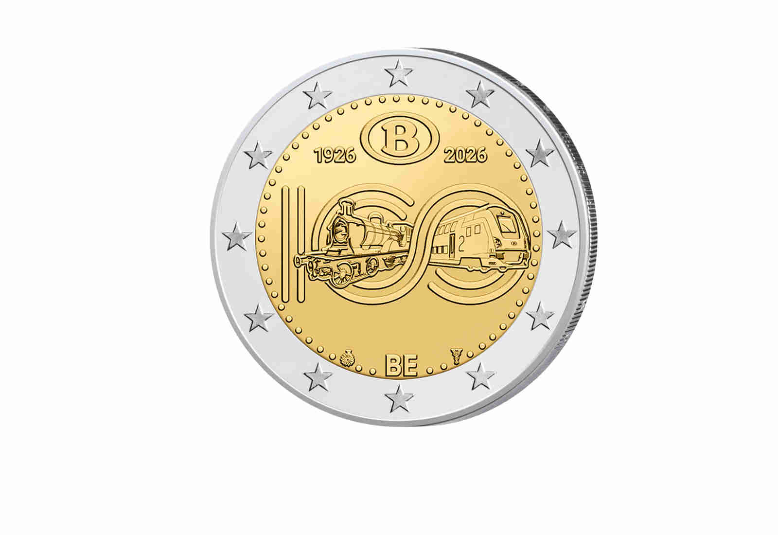 2 Euro 2026 Belgien 100 Jahre belgische Staatsbahnen SNCB in Coincard u. Wahl