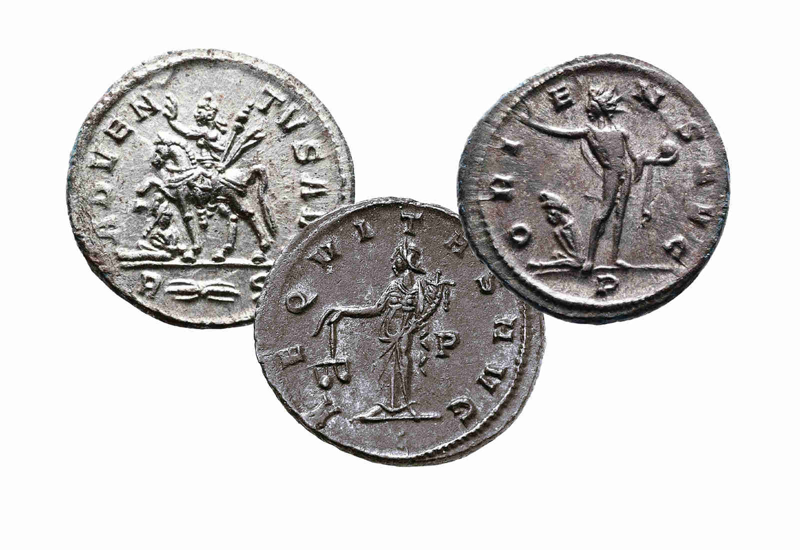 3er Set Antike Münzen Antoninian Aurelianus,Tacitus& Probus im Etui mit Zertifikat
