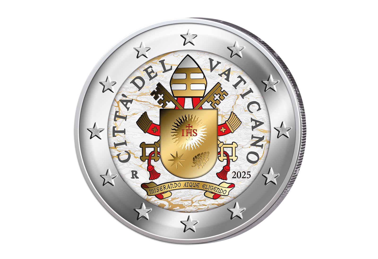 2 Euro 2025 Vatikan Kursmünze mit Farbmotiv