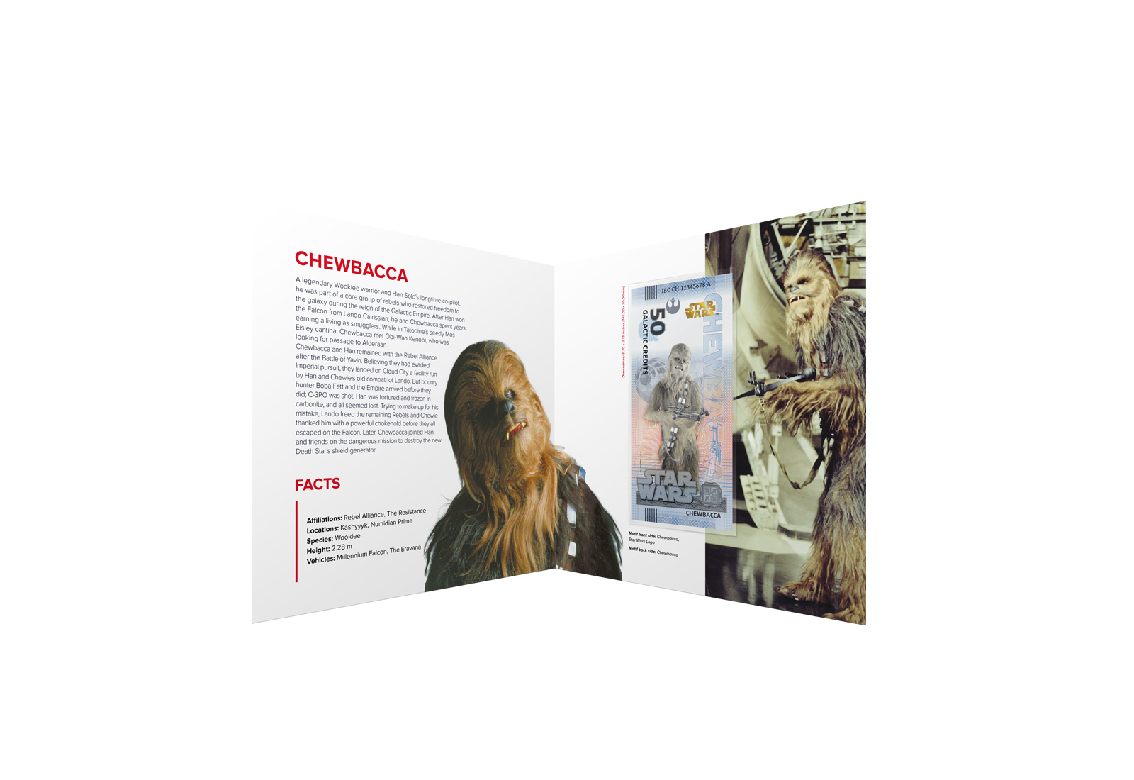 Souvenir 50 Galactic Credit Chewbacca in Klappkarte Star Wars Serie