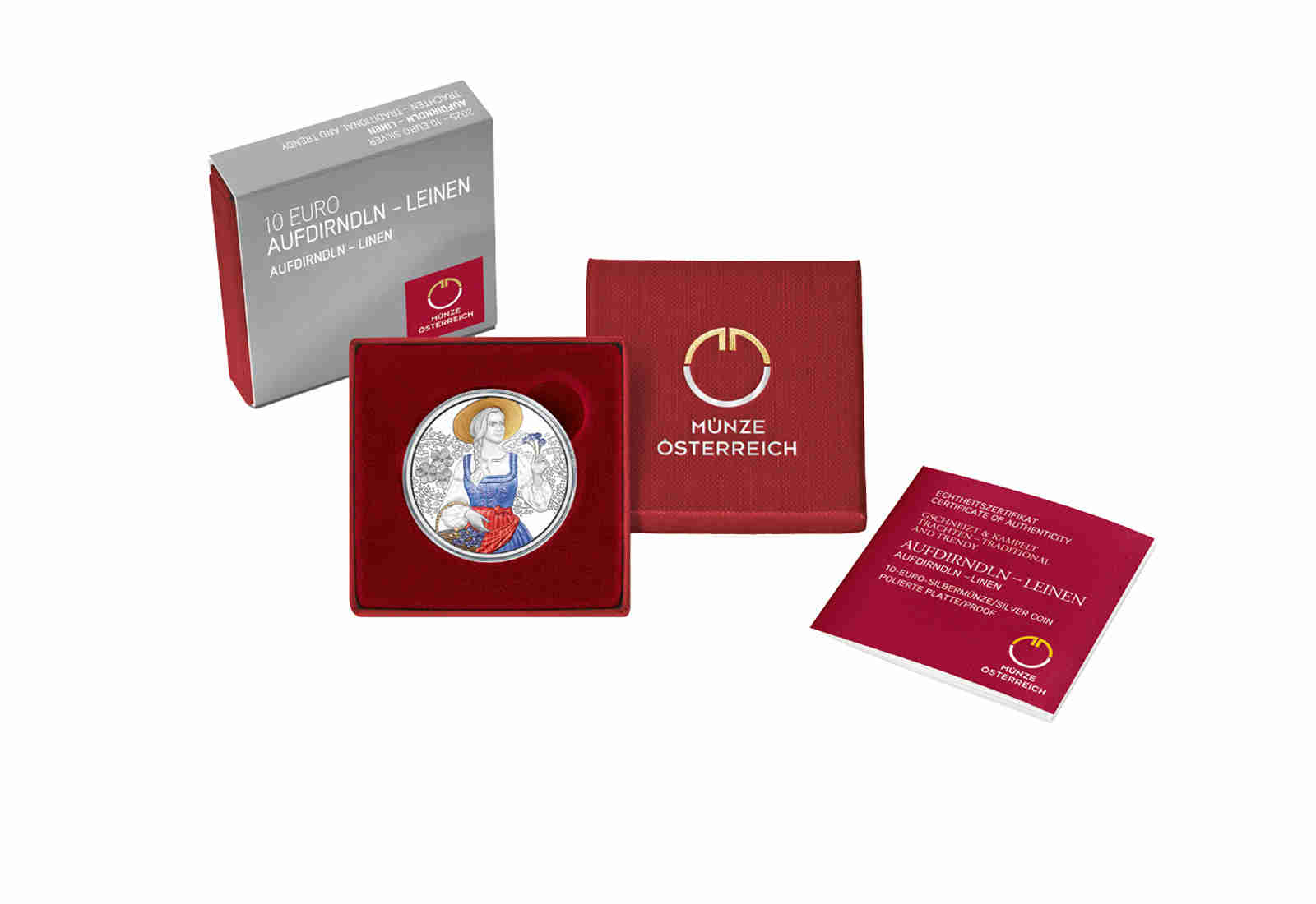 10 Euro Silbermünze 2025 Österreich Aufdirndln - Leinen PP