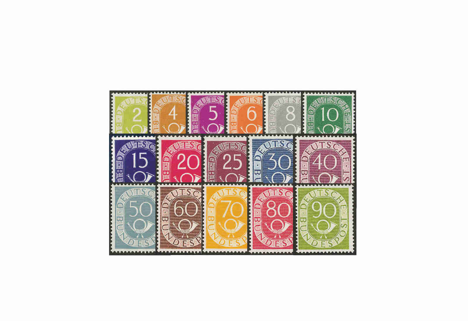 Briefmarken BRD Posthornsatz Michel-Nr. 123-138 postfrisch geprüft Schlegel BPP