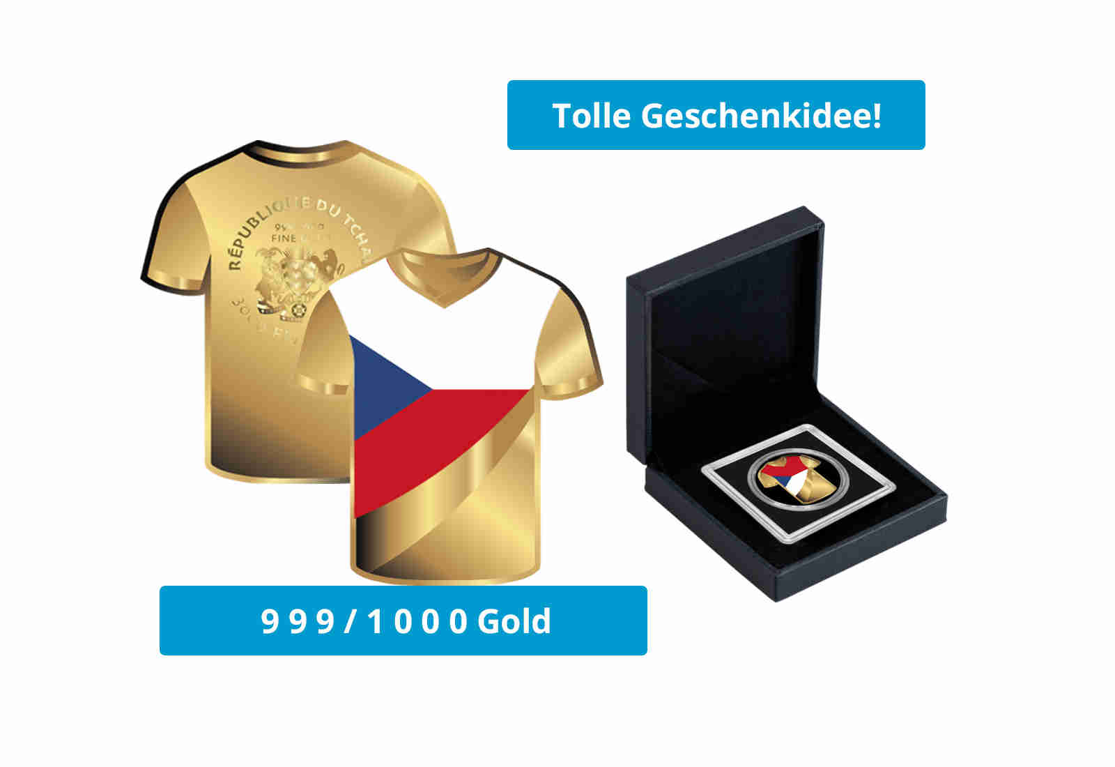 Goldmünze Trikot Tschechische Republik 999/1000 Gold Geschenk Sport