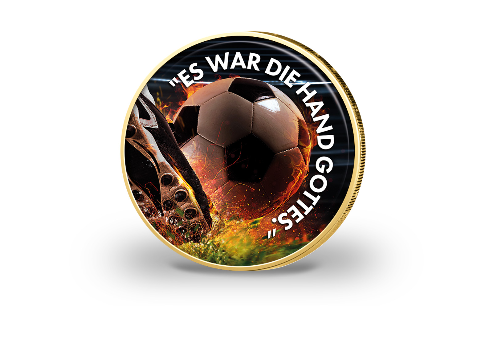 2 Euro vergoldet Fußballspruch 20 mit Farbmotiv
