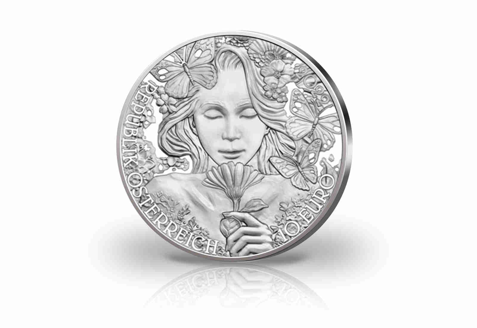 10 Euro Silbermünze 2022 Österreich Ringelblume Mit der Sprache der Blumen hgh