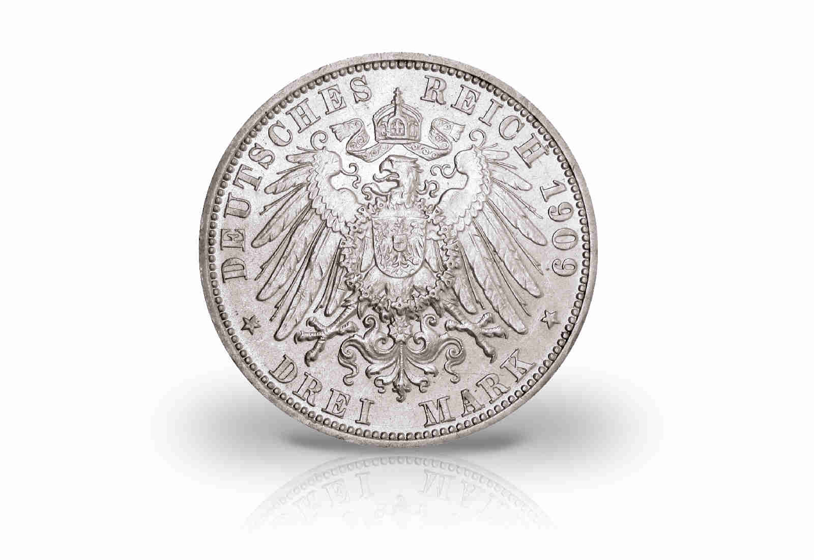 3 Mark 1908-1915 Deutsches Kaiserreich Baden Friedrich II. Jaeger-Nr. 39