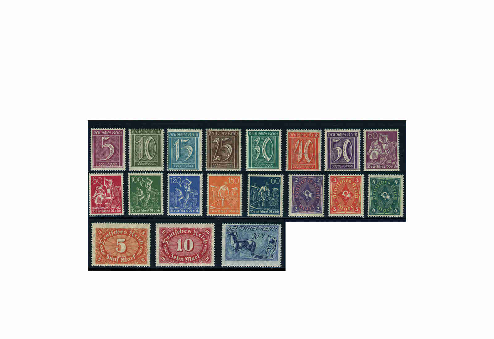 Briefmarken Deutsches Reich 1921 Michel-Nr. 158/76 postfrisch