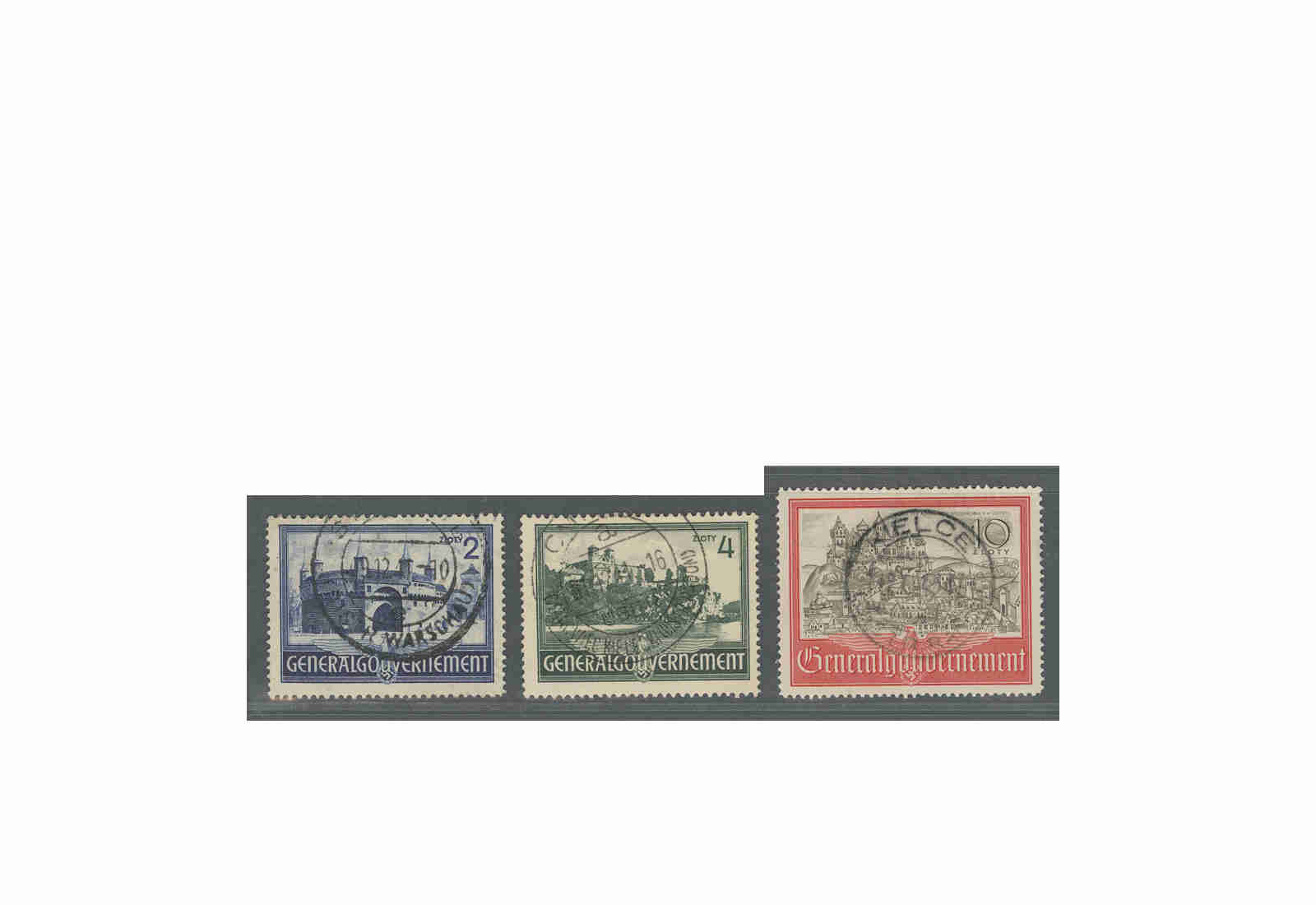 Generalgouvernement 1941: Bauwerke Michel Nr. 63/65 gestempelt