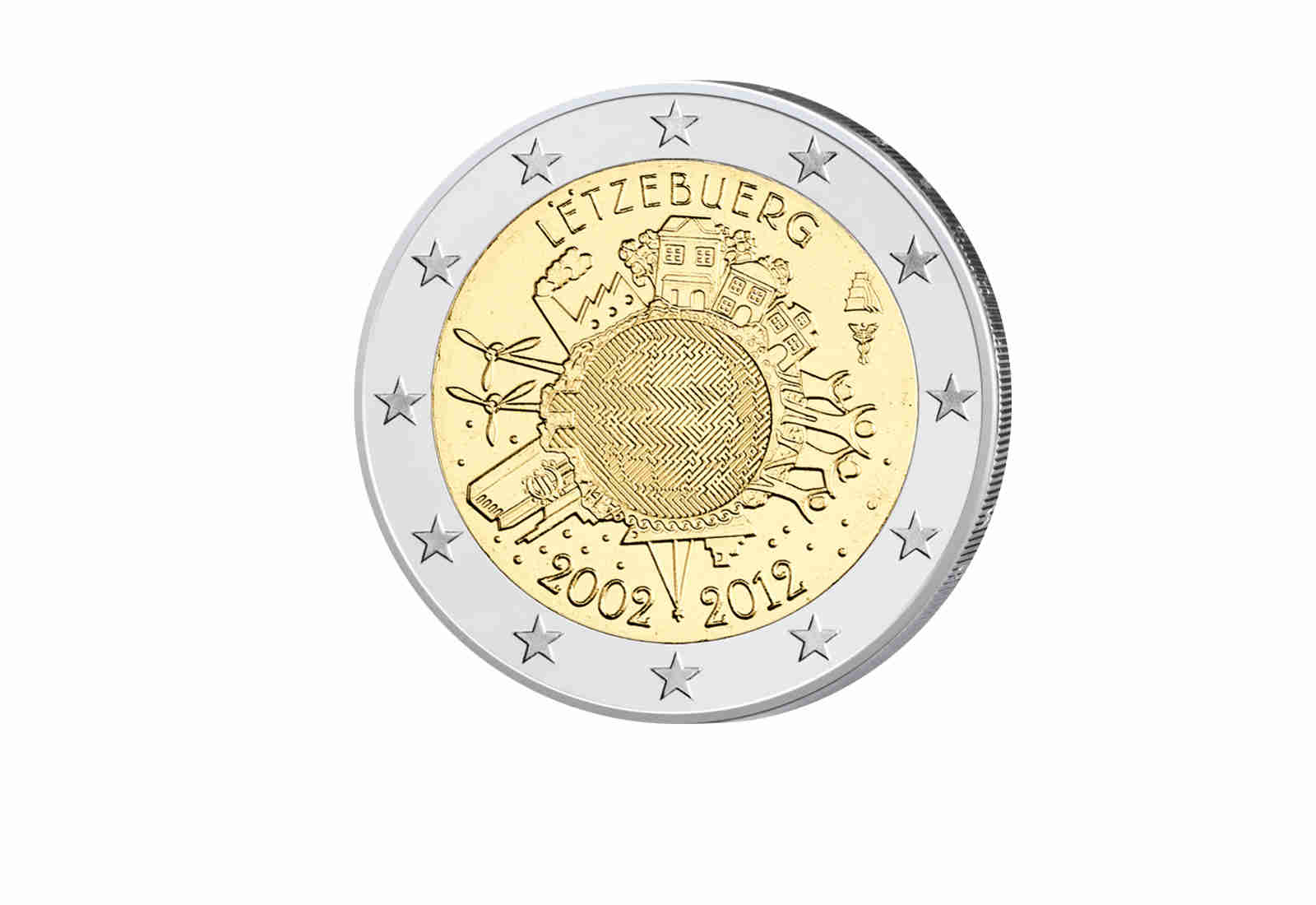 2 Euro 2012 Luxemburg 10 Jahre Euro Bargeld
