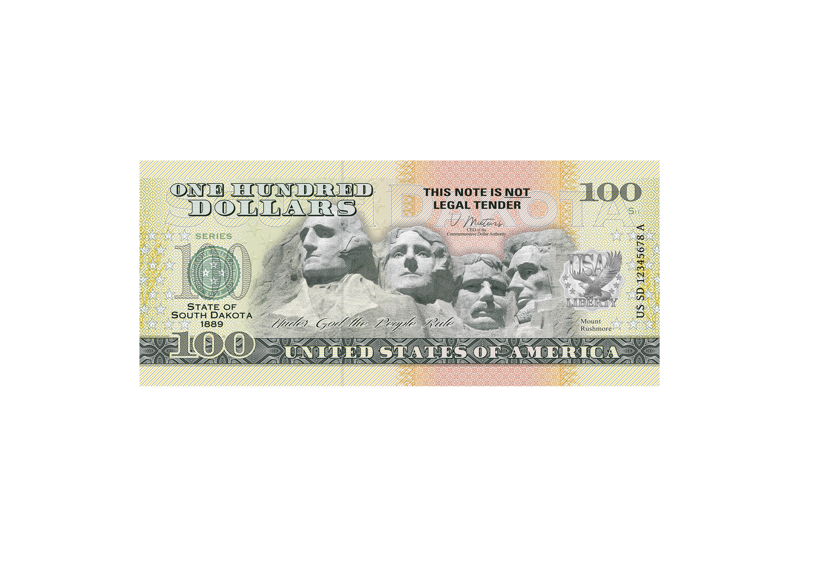 Banknote USA 100 Dollars Mount Rushmore