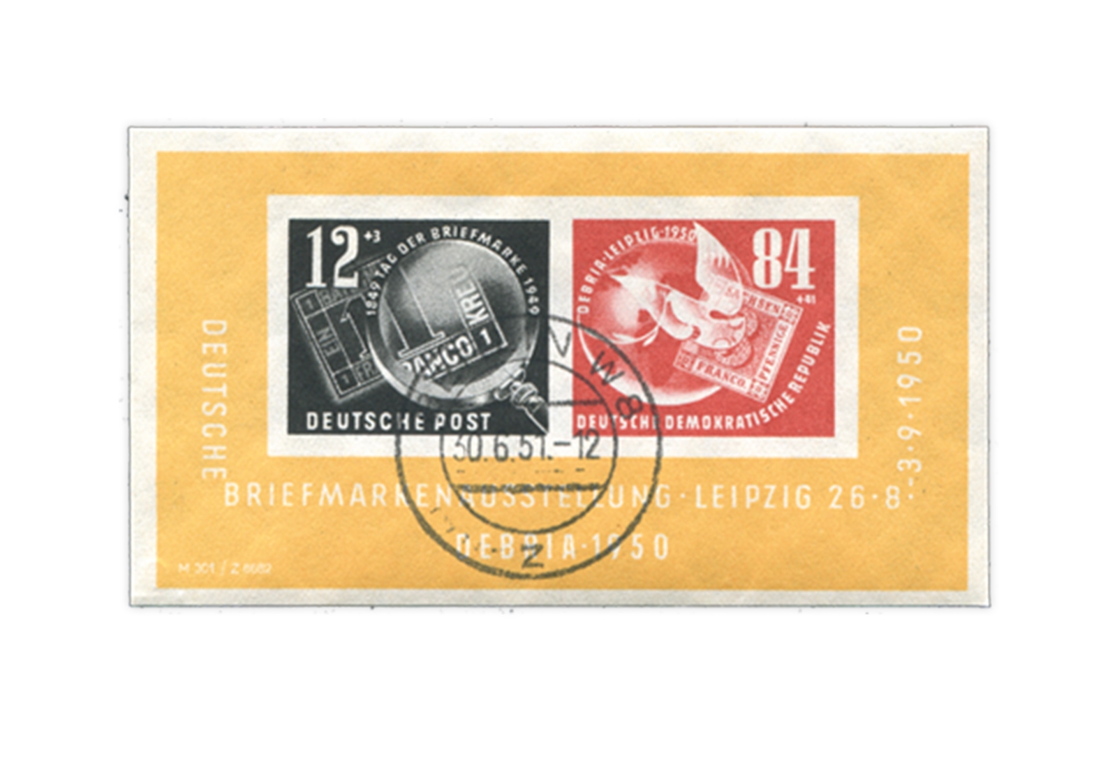 DDR Debria Block 1950 gestempelt