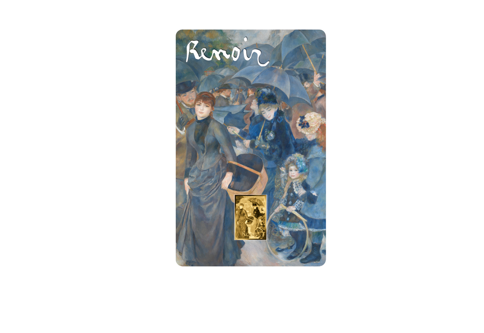 Goldmünze Motiv Die Regenschirme Coincard Feinheit 999/1000 Gold Geschenk