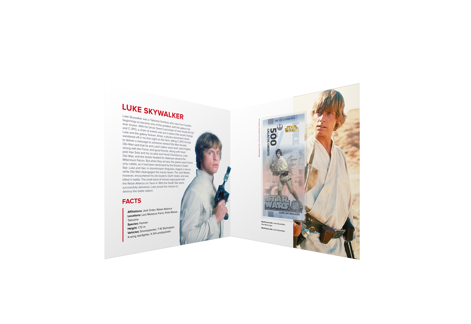 Souvenir 500 Galactic Credit Luke Skywalker in Klappkarte Star Wars Serie