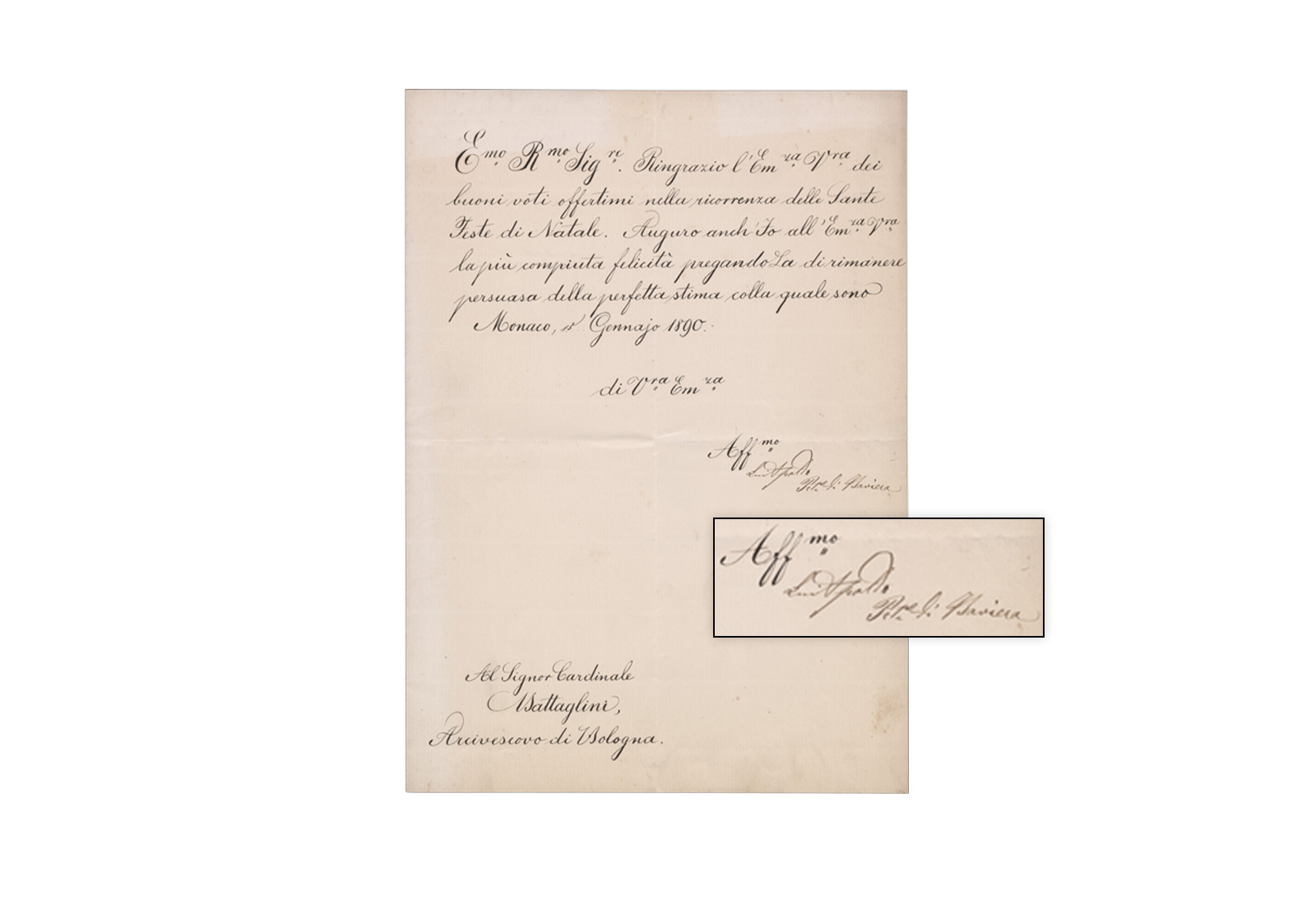 Schreiben Luitpold v. Bayern 1890 mit Original Unterschrift