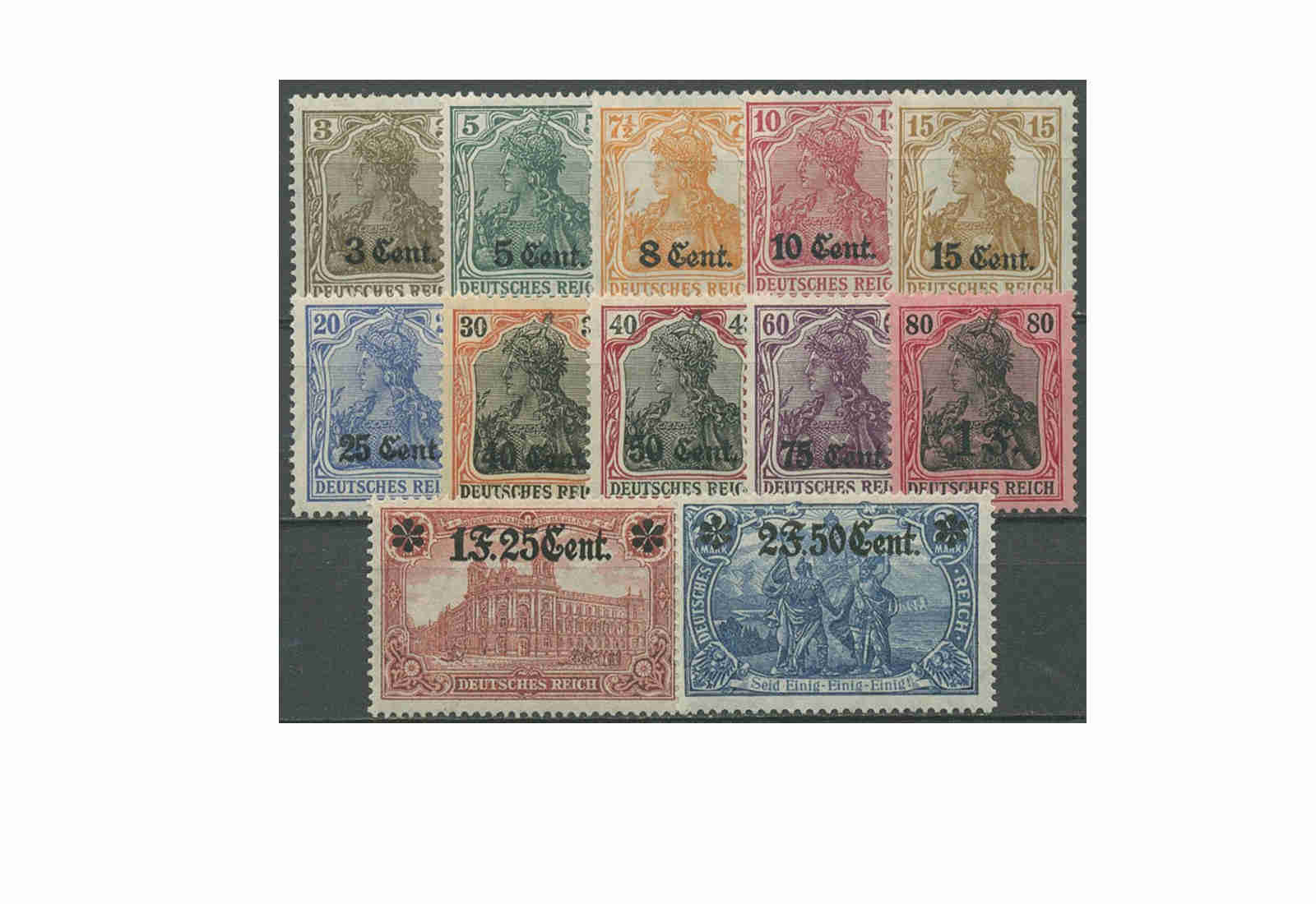 Briefmarke Deutsche Besetzung 1.Weltkrieg Etappe West MiNr. 1/12 postfrisch
