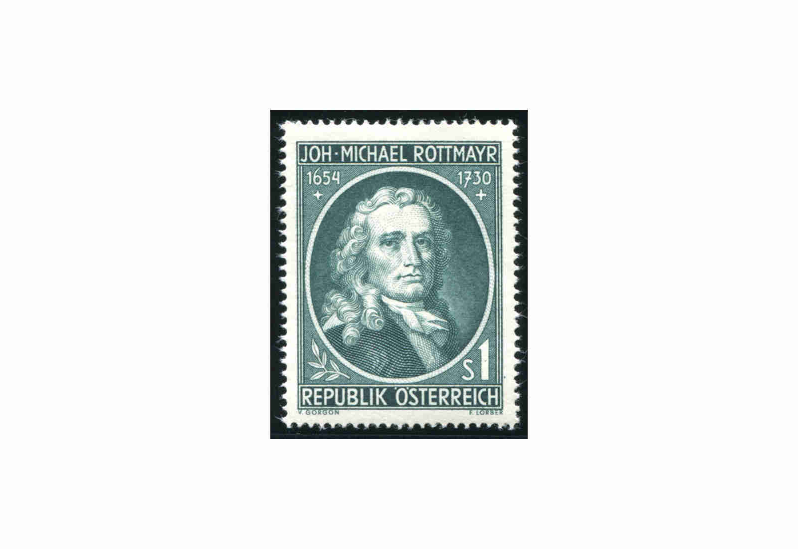 Österreich Einzelausgabe 1954 300. Geburtstag von Johann Michael Rottmayr Michel Nr. 1007 gestempelt