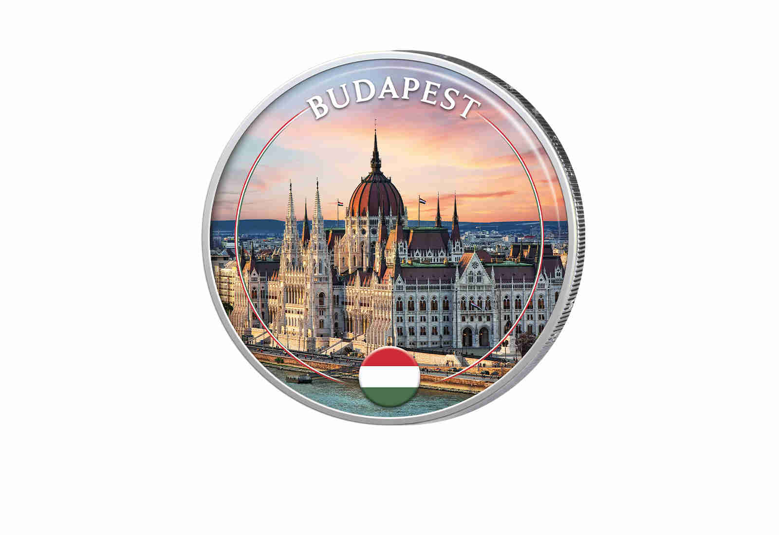 2 Euro mit Farbapplikation Budapest - Ungarn