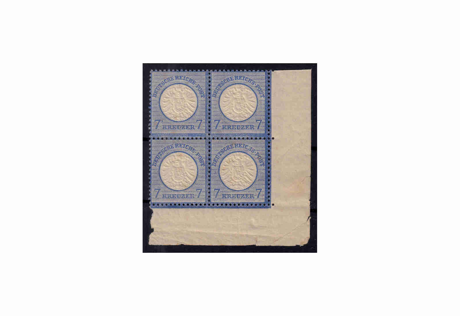 Deutsches Reich Freimarken 1872: Brustschild Michel Nr. 26 IV Viererblock mit Plattenfehler