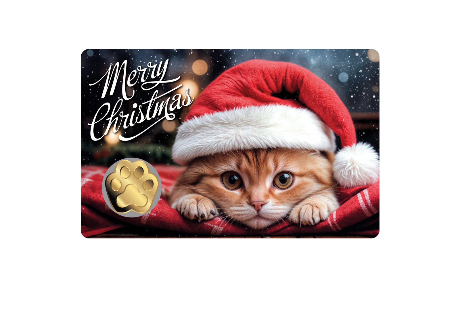 Goldmünze Motiv "Katze mit Weihnachtsmütze" Coincard 999/1000 Gold Geschenk