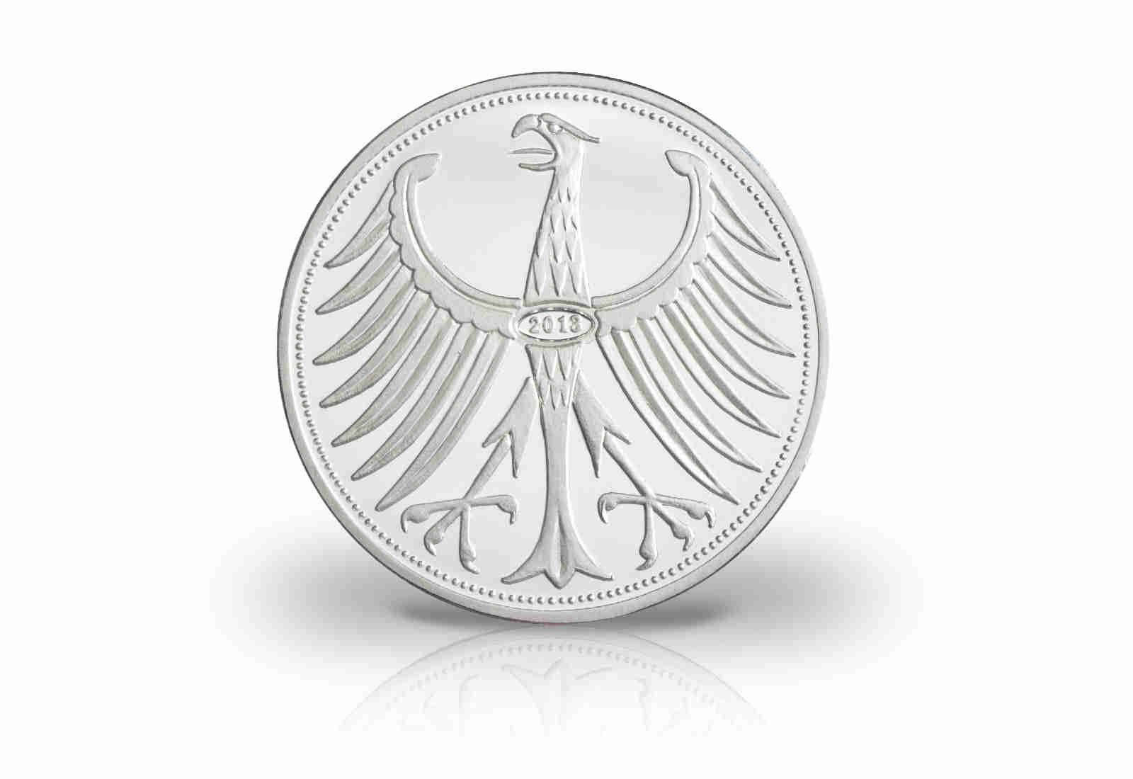 5 DM 1958 J Neuprägung mit Silberauflage