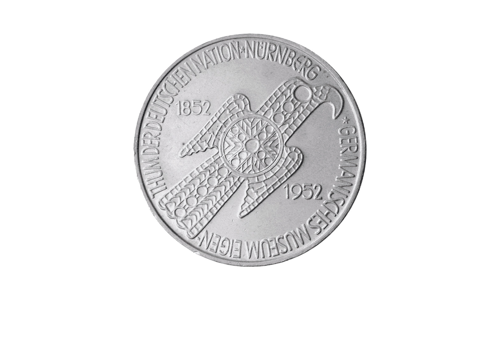 5 DM Silber 1952 BRD Germanisches Museum Jaeger Nummer 388 ss-vz