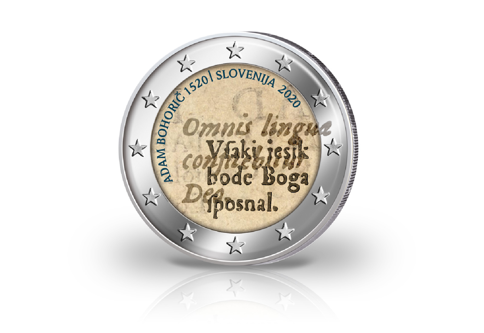 2 Euro 2020 Slowenien 500. Geburtstag Adam Bohoric mit Farbmotiv