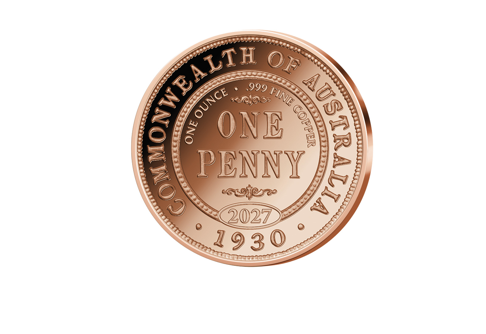 1 oz Kupferausgabe Penny Proof 1930