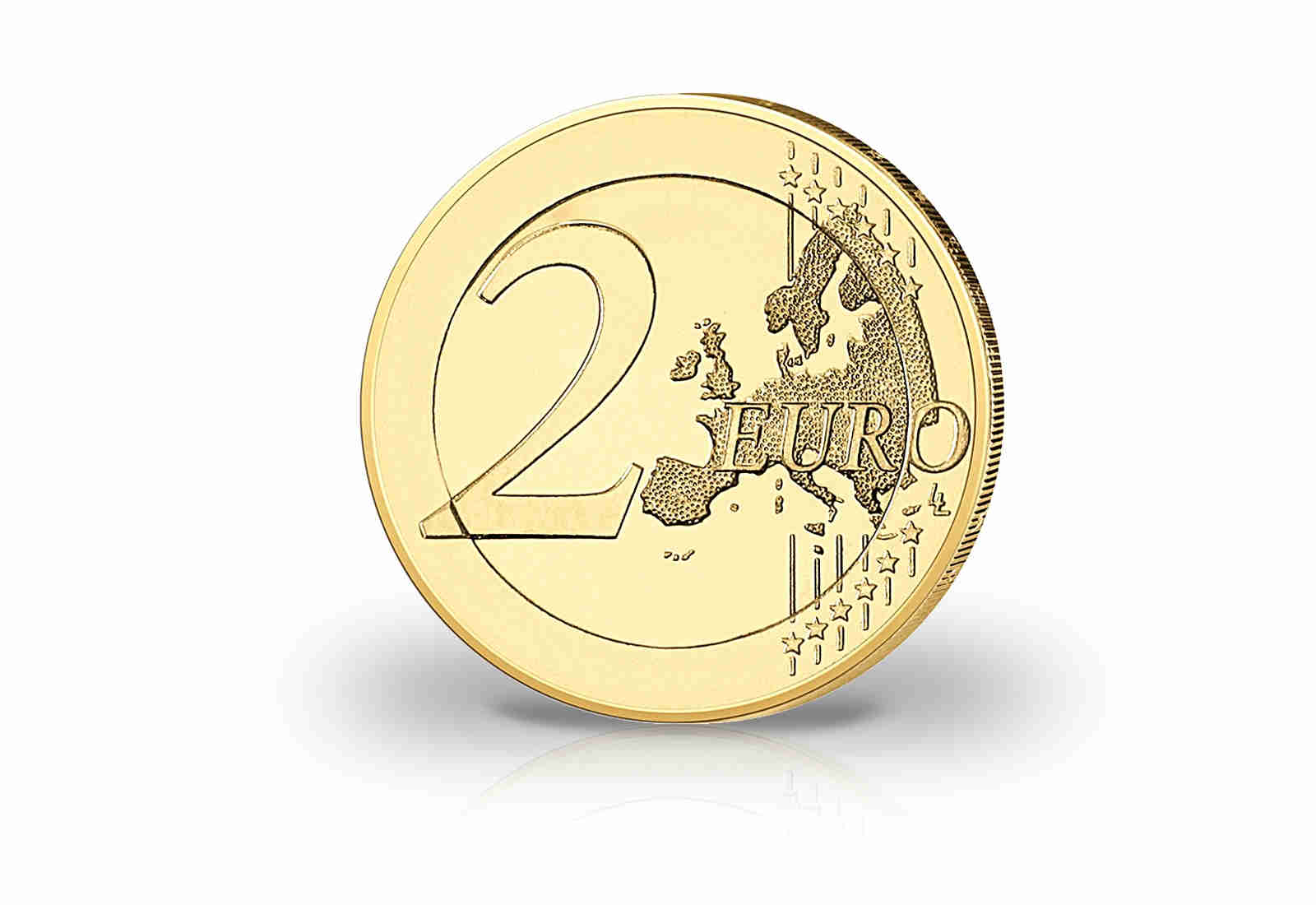 2 Euro Bundeskanzler Ludwig Erhard mit Kaltemaille und 24 Karat Goldauflage