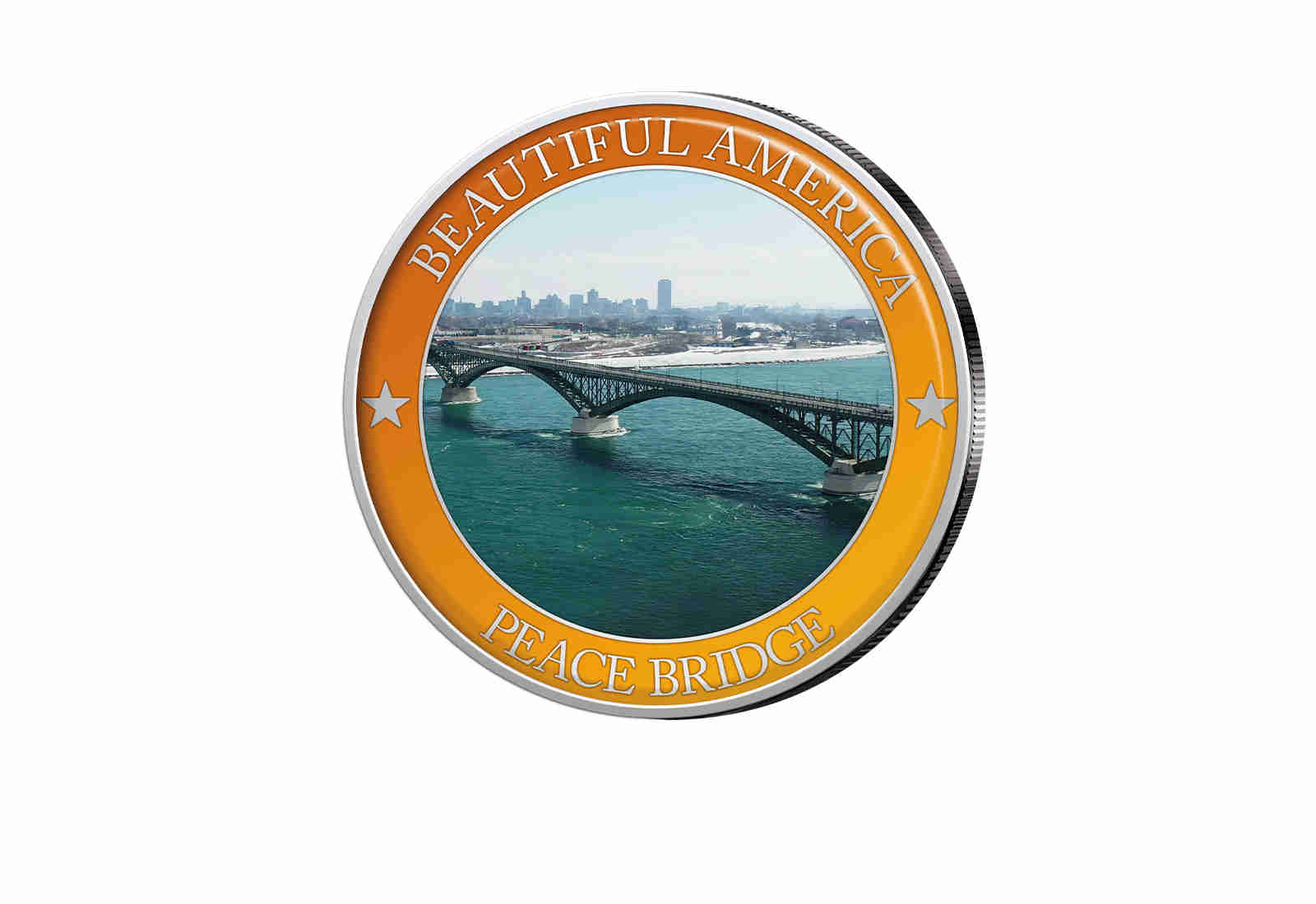 1/2 Dollar USA Peace Bridge - Serie Beautiful America mit Farbapplikation