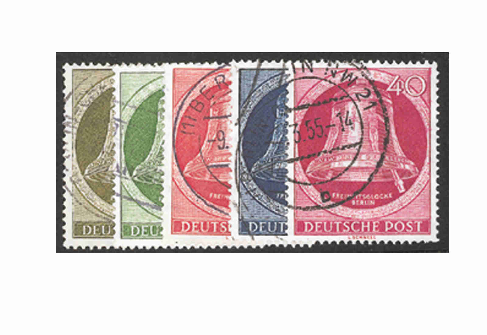 Briefmarke Berlin 82-86 gest. Glocken Klöppel rechts