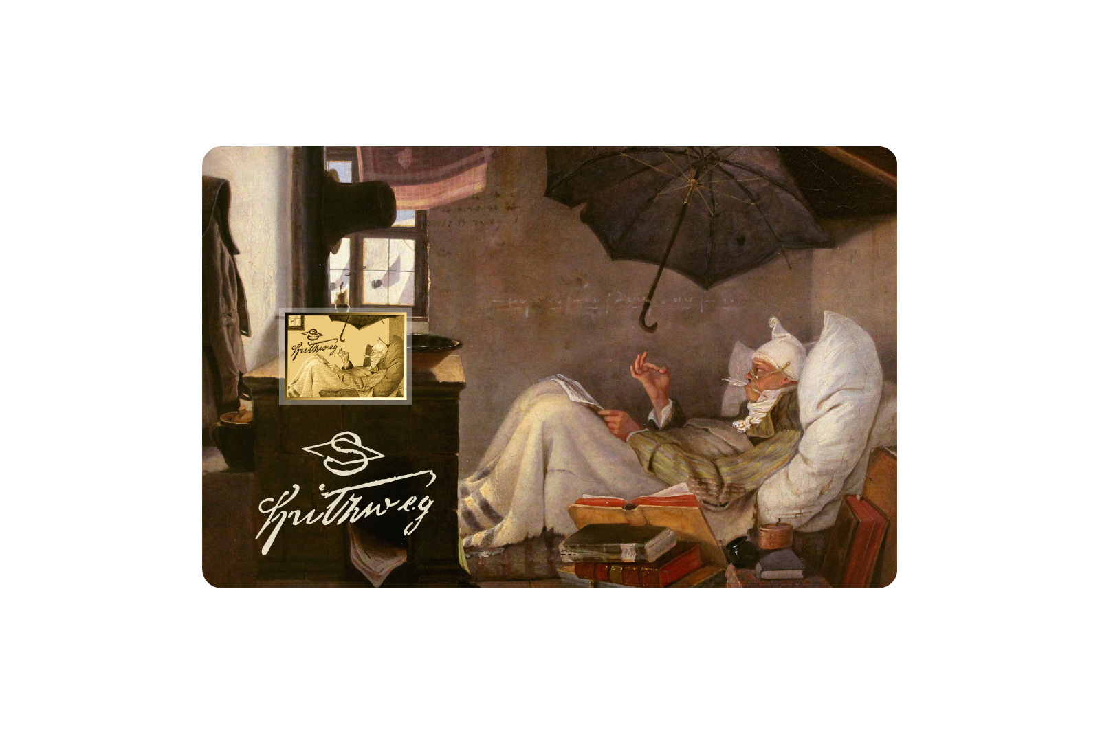 Goldmünze Motiv "Der arme Poet" Coincard 999/1000 Gold Geschenk