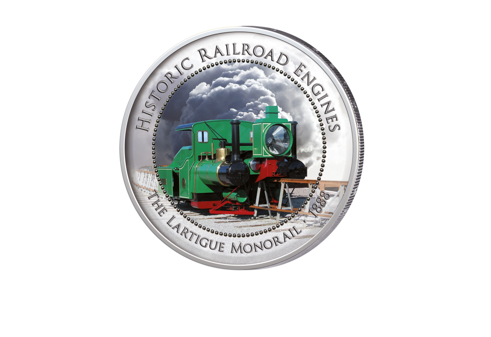 2 Euro Historische Eisenbahnen Lartigue Monorail 1888 mit Farbapplikation